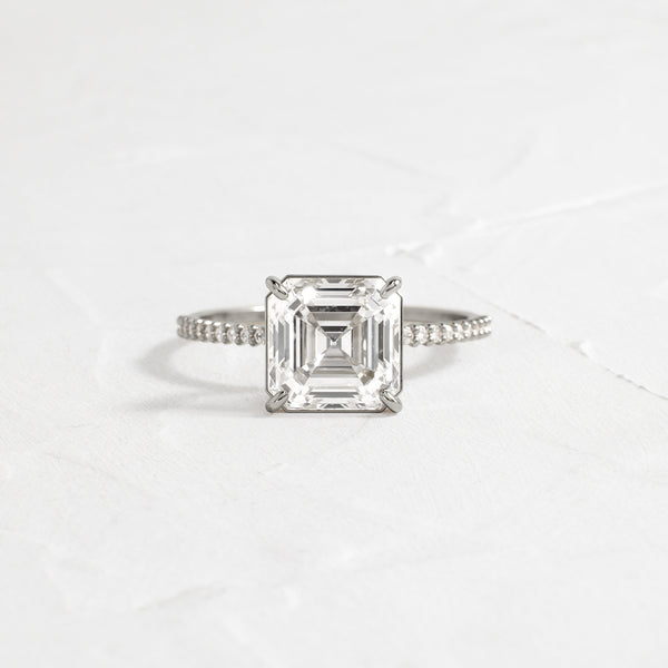 Pave-Asscher Lab Grown Diamond Engagement Ring - Solitaire-Oval Lab Grown Diamond Engagement Ring