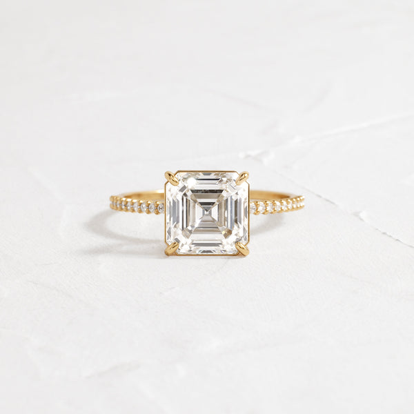 Pave-Asscher Lab Grown Diamond Engagement Ring - Solitaire-Oval Lab Grown Diamond Engagement Ring
