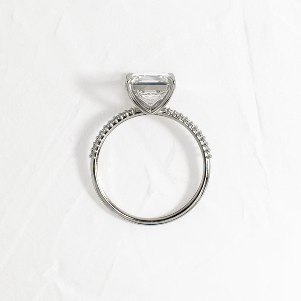 Pave-Asscher Lab Grown Diamond Engagement Ring - Solitaire-Oval Lab Grown Diamond Engagement Ring