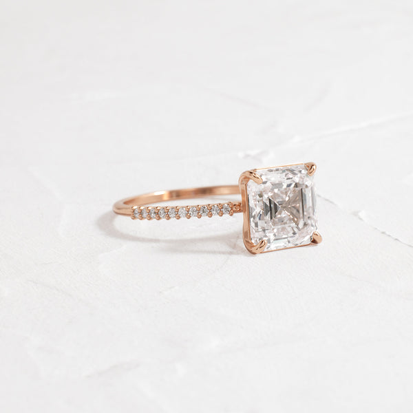 Pave-Asscher Lab Grown Diamond Engagement Ring - Solitaire-Oval Lab Grown Diamond Engagement Ring