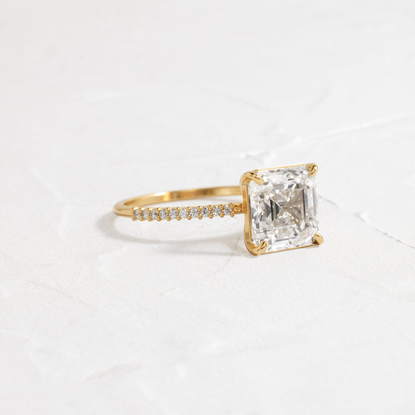 Pave-Asscher Lab Grown Diamond Engagement Ring - Solitaire-Oval Lab Grown Diamond Engagement Ring