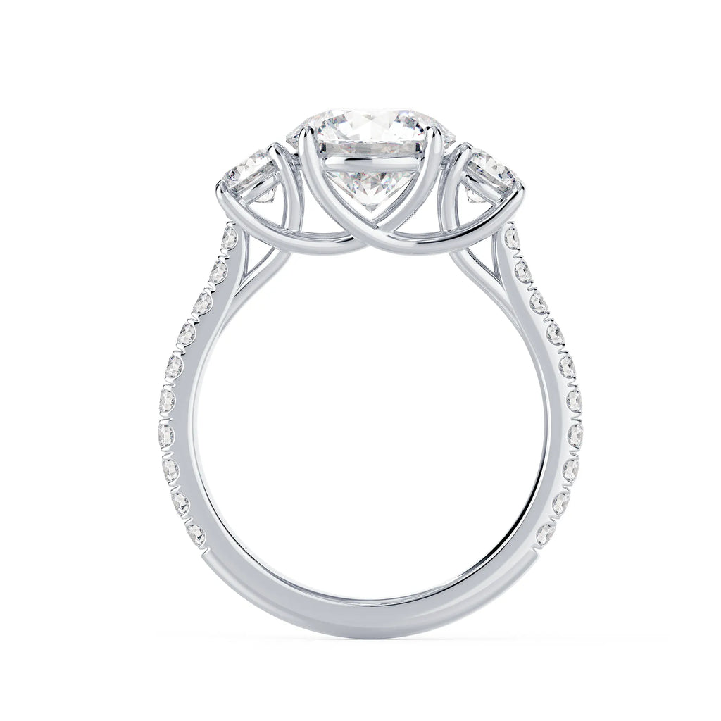 Round Three Stone Pave Setting