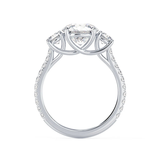 Round Three Stone Pave Setting