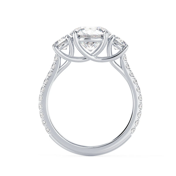 Round Three Stone Pave Setting - Round Three Stone Pave Setting