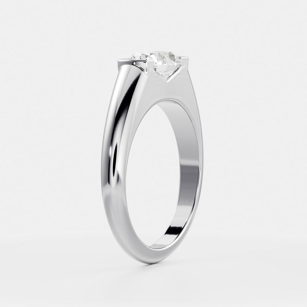 East West Solitaire Half Bezel- 2.1 CT Oval Moissanite Engagement Ring