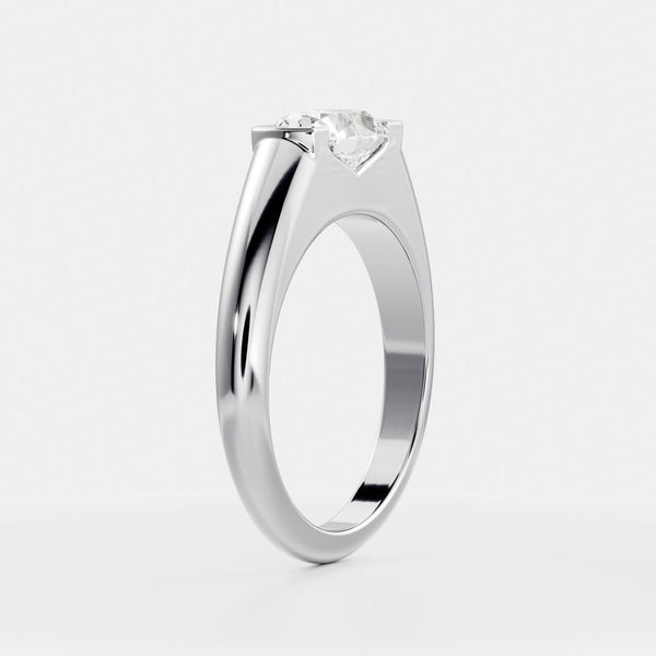 East West Solitaire Half Bezel- 2.1 CT Oval Moissanite Engagement Ring - East West Solitaire Half Bezel- 2.1 CT Oval Moissanite Engagement Ring