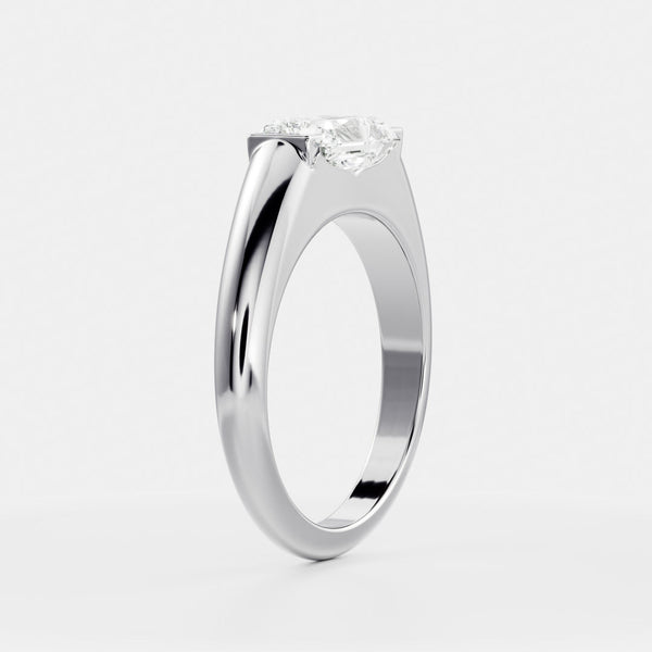 East West Solitaire Half Bezel- 2.4 CT Radiant Moissanite Engagement Ring - East West Solitaire Half Bezel- 2.4 CT Radiant Moissanite Engagement Ring