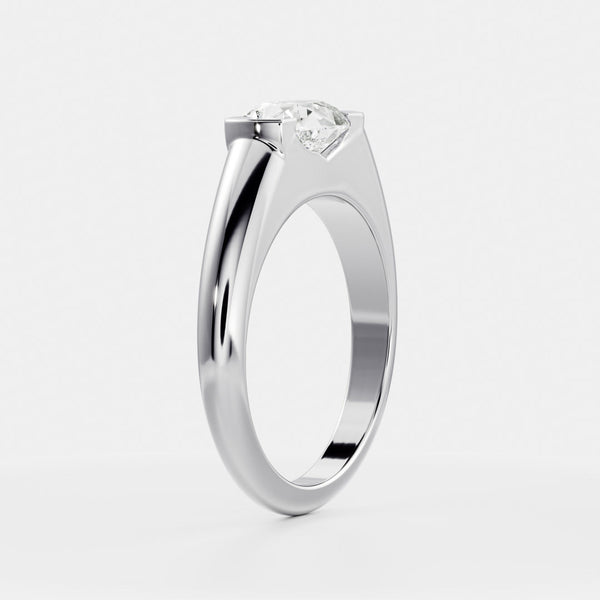 East West Solitaire Half Bezel- 1.9 CT Pear Moissanite Engagement Ring - East West Solitaire Half Bezel- 1.9 CT Pear Moissanite Engagement Ring