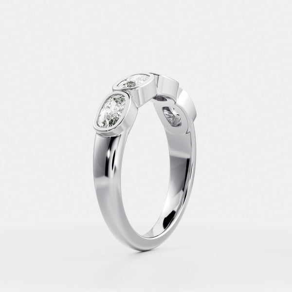 Bezel Half Eternity- 2.50 CT Cushion Lab Grown Diamond Wedding Band - Eternity- 0.50 CT Round Lab Grown Diamond Wedding Band