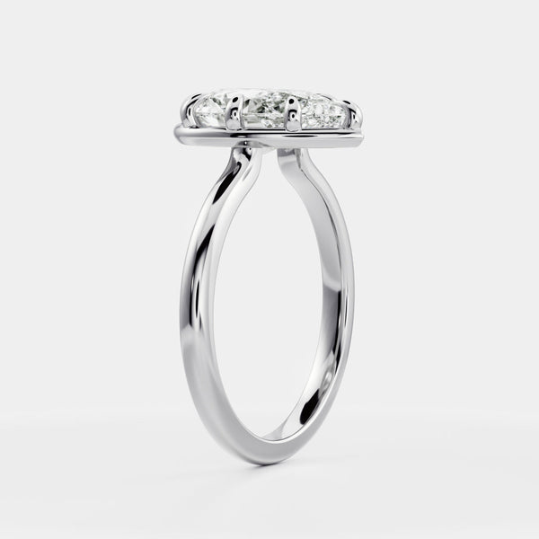 Solitaire Unique Bezel-Pear Lab Grown Diamond Engagement Ring - Solitaire-Oval Lab Grown Diamond Engagement Ring