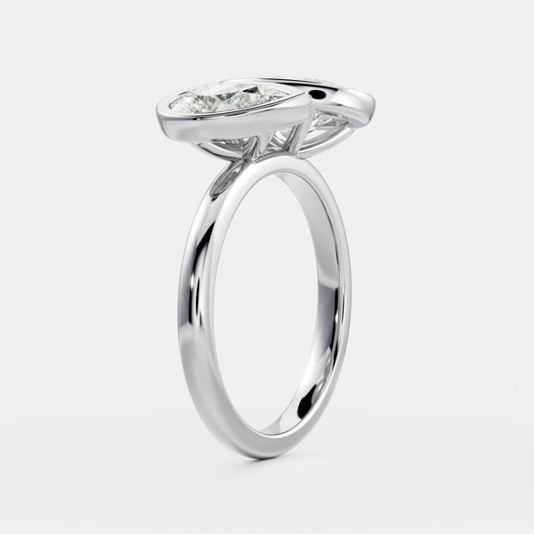 Toi Et Moi Bezel-Oval & Pear Lab Grown Diamond Engagement Ring - Solitaire-Oval Lab Grown Diamond Engagement Ring