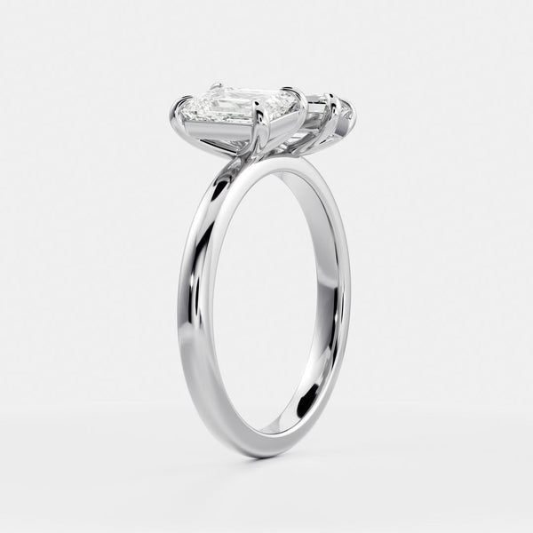Toi Et Moi-Emerald & Emerald Lab Grown Diamond Engagement Ring - Solitaire-Oval Lab Grown Diamond Engagement Ring