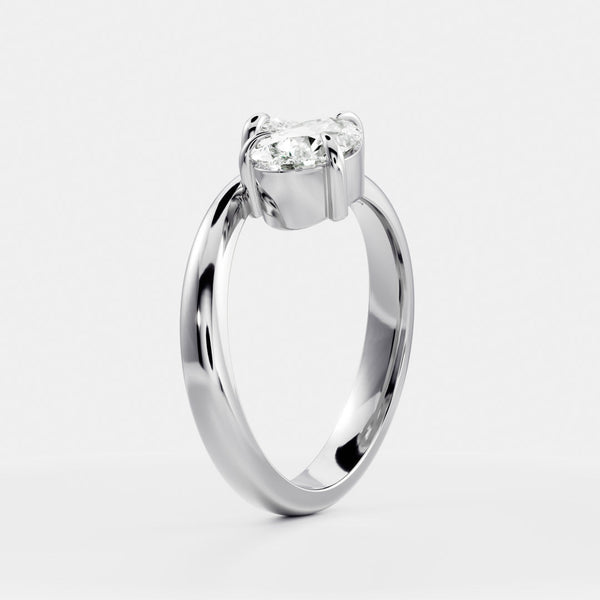 East West Toi Et Moi-Pear & Pear Lab Grown Diamond Engagement Ring - Solitaire-Oval Lab Grown Diamond Engagement Ring