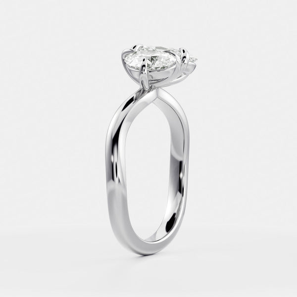 Toi Et Moi Curved-Oval & Pear Lab Grown Diamond Engagement Ring - Solitaire-Oval Lab Grown Diamond Engagement Ring