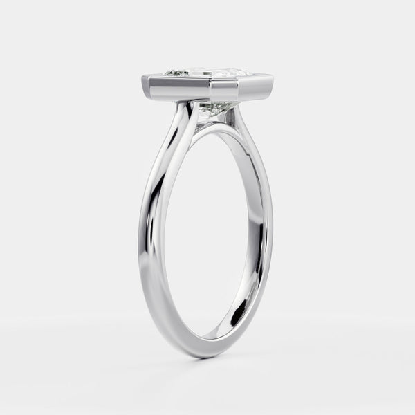 Solitaire Bezel-Asscher Lab Grown Diamond Engagement Ring - Solitaire-Oval Lab Grown Diamond Engagement Ring