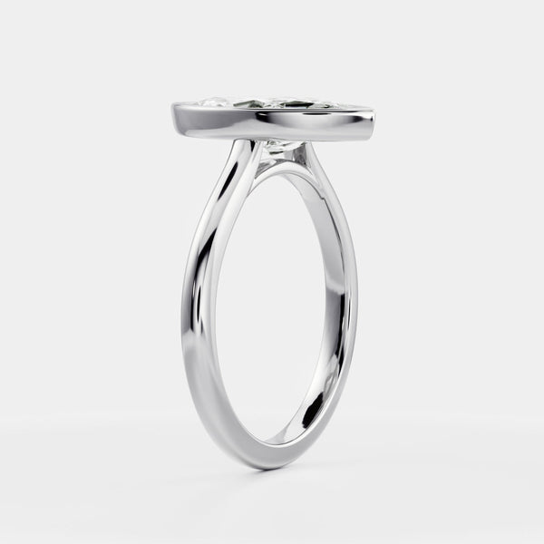 Solitaire Bezel Low Profile-Marquise Lab Grown Diamond Engagement Ring - Solitaire-Oval Lab Grown Diamond Engagement Ring