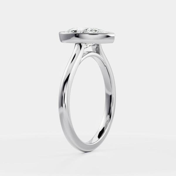 Solitaire Bezel Cathedral-Pear Lab Grown Diamond Engagement Ring - Solitaire-Oval Lab Grown Diamond Engagement Ring