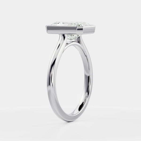 Solitaire Bezel & Cathedral-Radiant Lab Grown Diamond Engagement Ring - Solitaire-Oval Lab Grown Diamond Engagement Ring