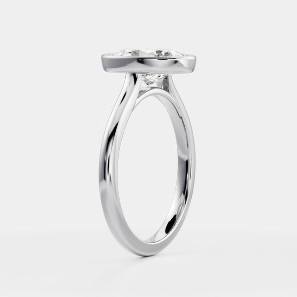 Solitaire Bezel Cathedral-Oval Lab Grown Diamond Engagement Ring - Solitaire-Oval Lab Grown Diamond Engagement Ring