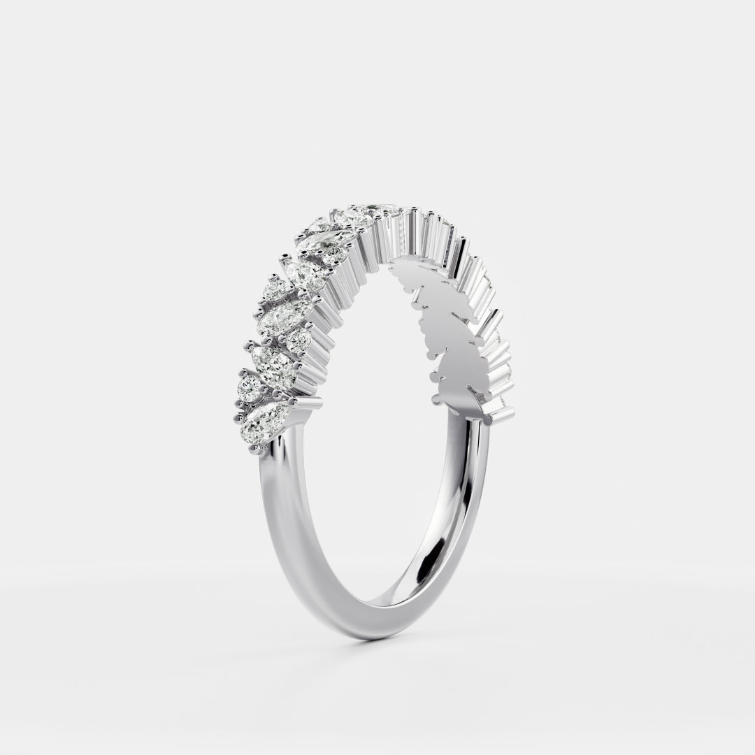 Half Eternity- 0.20 CT Oval Moissanite Wedding Band