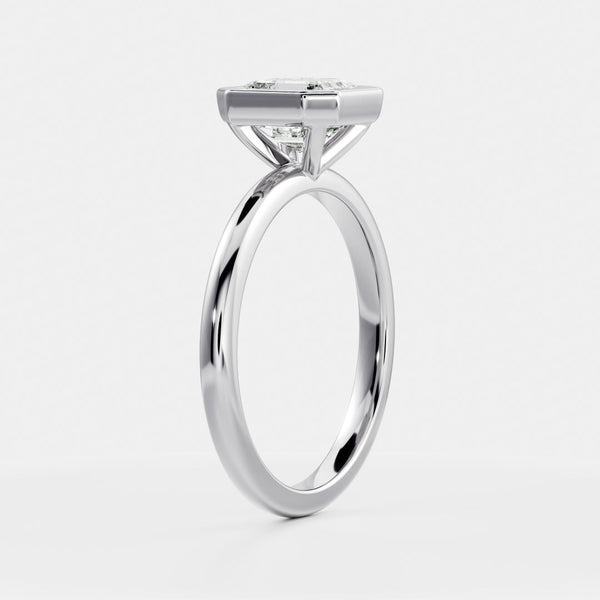 Solitaire Bezel- 1.3 CT Asscher Moissanite Engagement Ring - Solitaire- 1.0 CT Oval Moissanite Engagement Ring