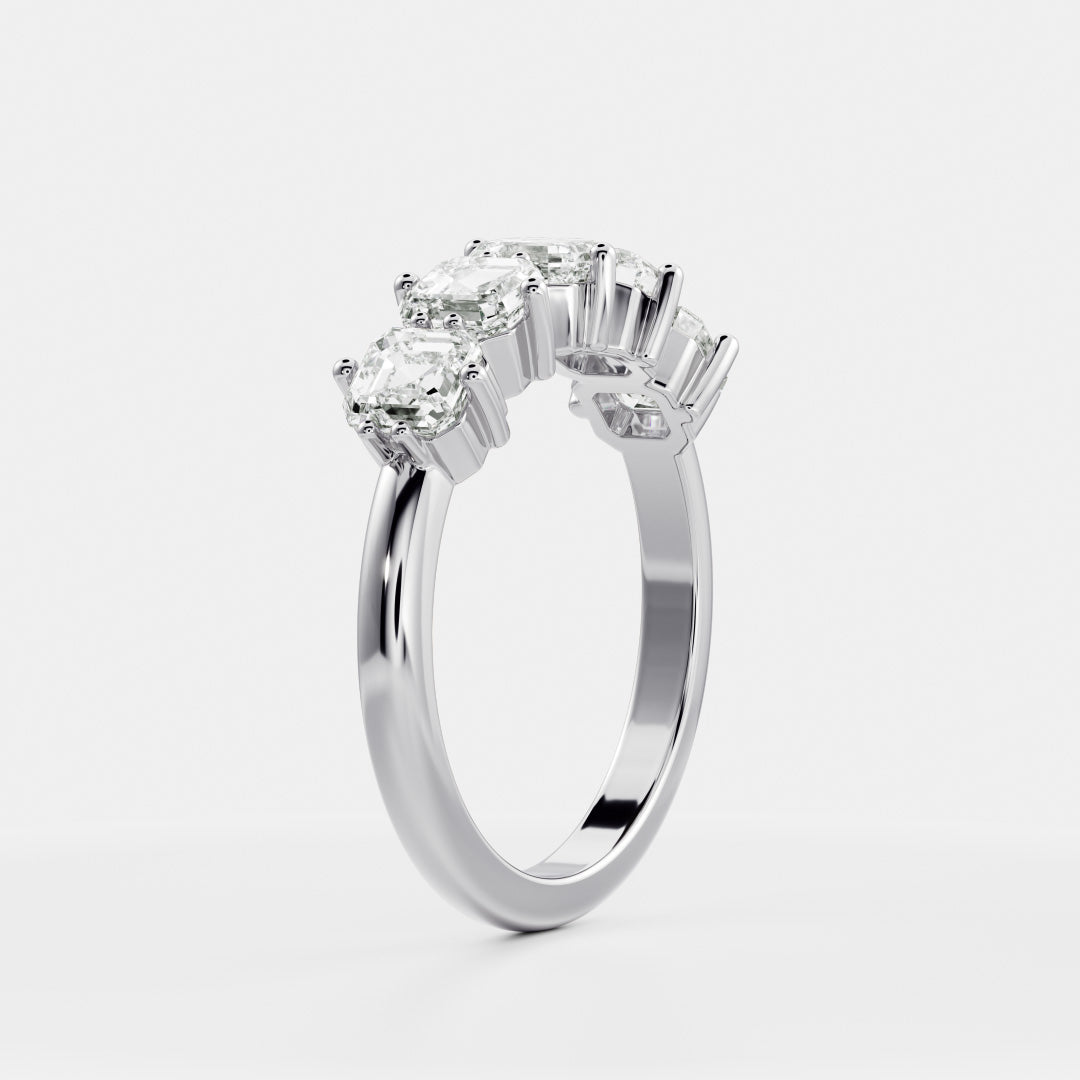 Half Eternity- 0.20 CT Oval Moissanite Wedding Band