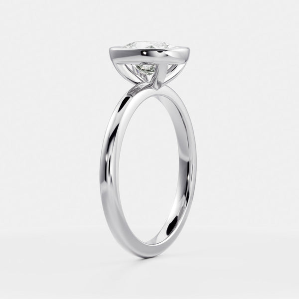 Solitaire Bezel- 2.0 CT Elongated Cushion Moissanite Engagement Ring - Solitaire- 1.0 CT Oval Moissanite Engagement Ring