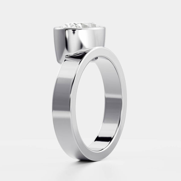 East West Solitaire Bezel- 1.55 CT Oval Moissanite Engagement Ring - East West Solitaire Bezel- 1.55 CT Oval Moissanite Engagement Ring
