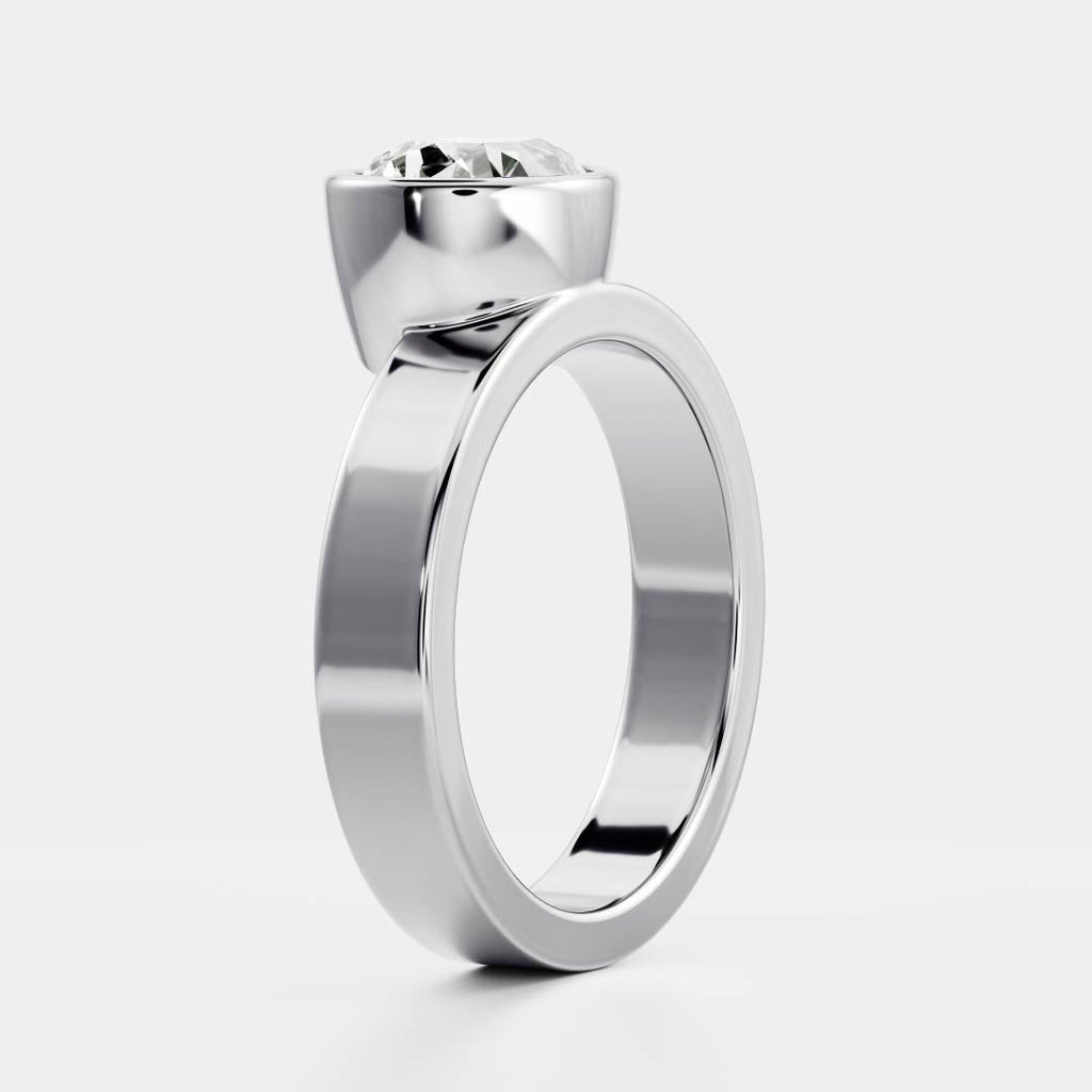 East West Solitaire Bezel Cigar Band- 1.9 CT Pear Moissanite Engagement Ring