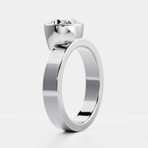 East West Solitaire Bezel Cigar Band- 1.9 CT Pear Moissanite Engagement Ring - East West Solitaire Bezel Cigar Band- 1.9 CT Pear Moissanite Engagement Ring