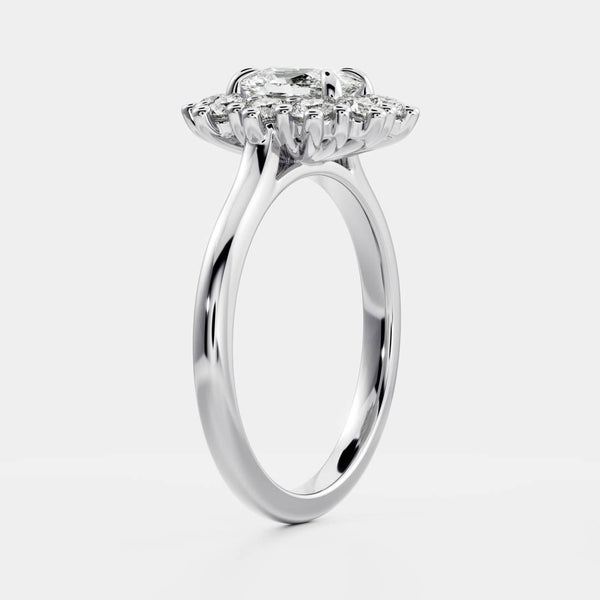 Halo & Cathedral-Elongated Cushion Lab Grown Diamond Engagement Ring - Solitaire-Oval Lab Grown Diamond Engagement Ring