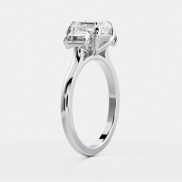 Three Stone & Cathedral-Asscher Lab Grown Diamond Engagement Ring - Solitaire-Oval Lab Grown Diamond Engagement Ring