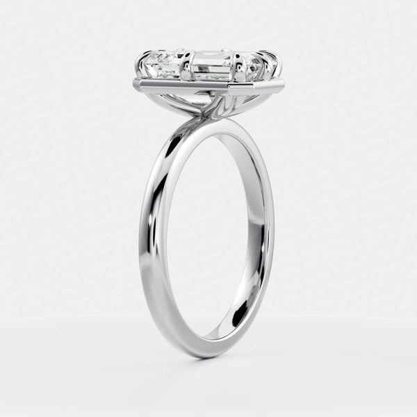Solitaire Unique Bezel-Emerald Lab Grown Diamond Engagement Ring - Solitaire-Oval Lab Grown Diamond Engagement Ring