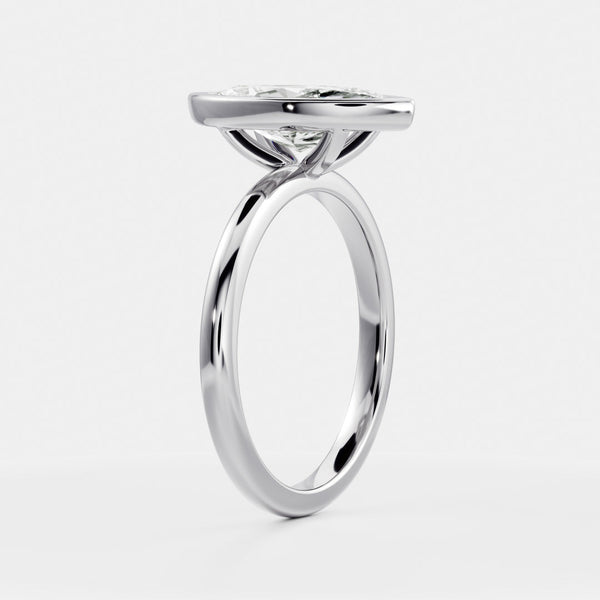 Solitaire Bezel- 1.5 CT Marquise Moissanite Engagement Ring - Solitaire- 1.0 CT Oval Moissanite Engagement Ring