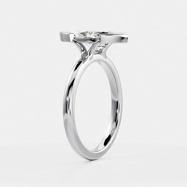 Half Bezel Cathedral- 1.5 CT Marquise Moissanite Engagement Ring - Solitaire- 1.0 CT Oval Moissanite Engagement Ring