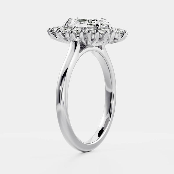 Halo & Cathedral- 1.0 CT Marquise Moissanite Engagement Ring - Solitaire- 1.0 CT Oval Moissanite Engagement Ring