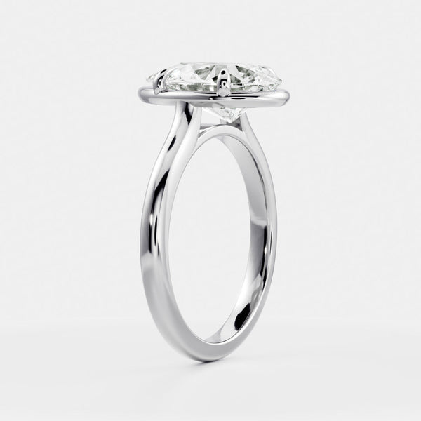 Solitaire Unique Bezel Cathedral-Pear Lab Grown Diamond Engagement Ring - Solitaire-Oval Lab Grown Diamond Engagement Ring