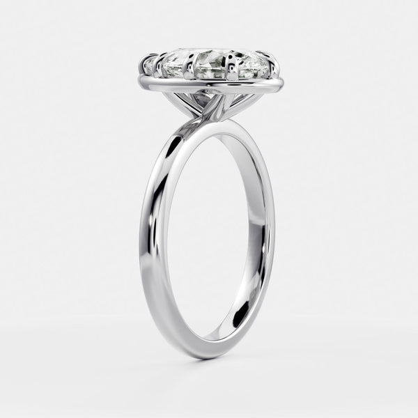 Solitaire Unique Bezel- 2.1 CT Pear Moissanite Engagement Ring - Solitaire- 1.0 CT Oval Moissanite Engagement Ring