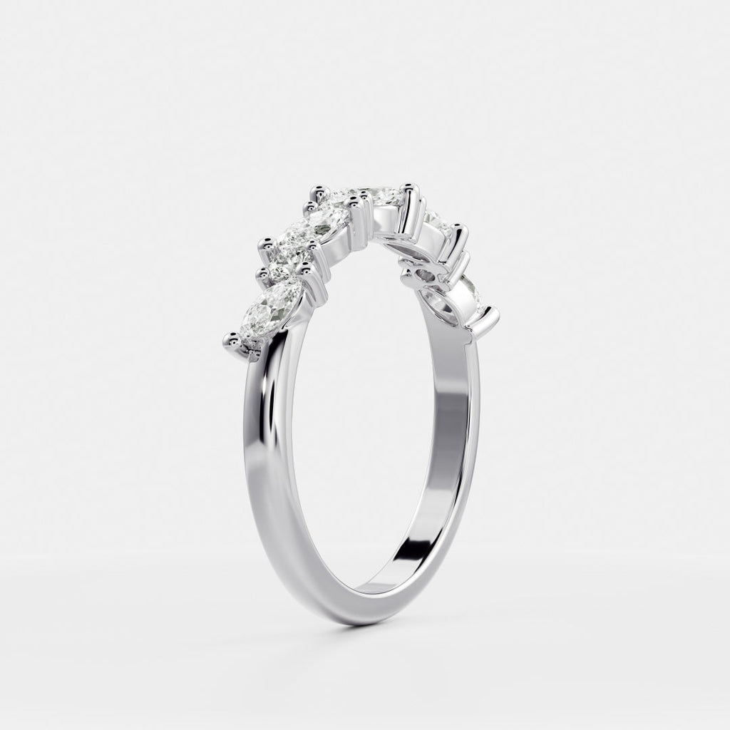 Half Eternity- 0.20 CT Oval Moissanite Wedding Band