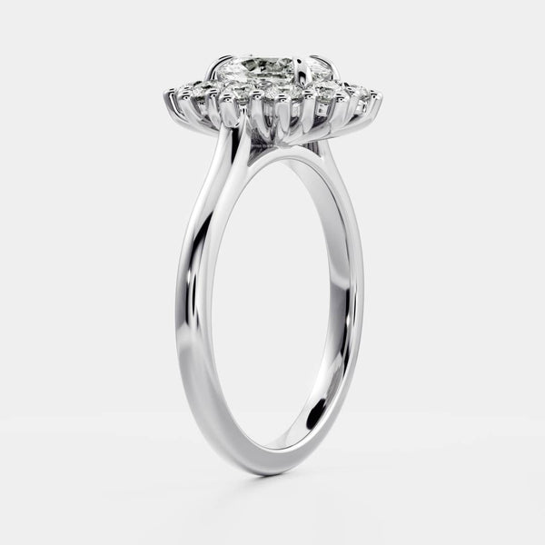 Halo & Cathedral-Oval Lab Grown Diamond Engagement Ring - Solitaire-Oval Lab Grown Diamond Engagement Ring