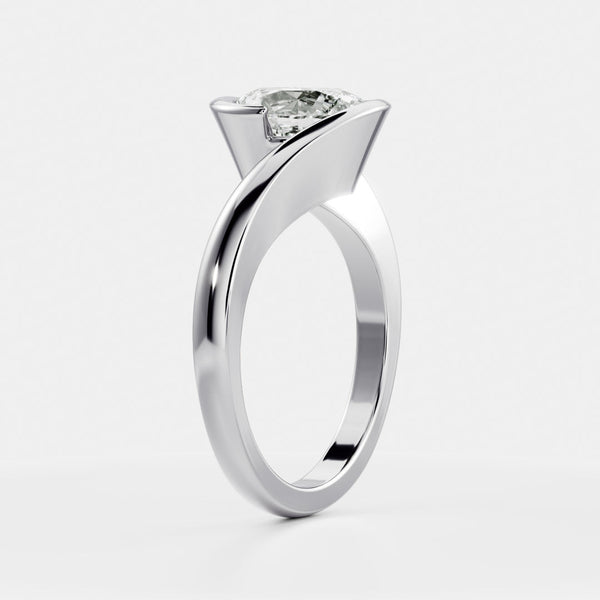 Solitaire Twisted Band-Oval Lab Grown Diamond Engagement Ring - Solitaire-Oval Lab Grown Diamond Engagement Ring