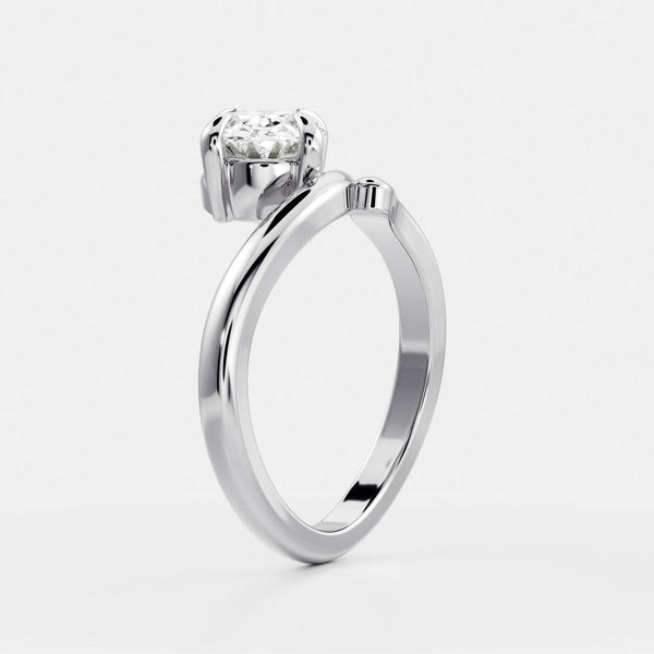 Solitaire Twisted Band- 2.1 CT Oval Moissanite Engagement Ring - Solitaire- 1.0 CT Oval Moissanite Engagement Ring