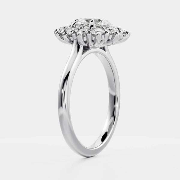 Halo Style-Pear Lab Grown Diamond Engagement Ring - Solitaire-Oval Lab Grown Diamond Engagement Ring