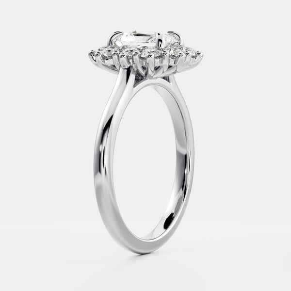 Halo & Cathedral-Radiant Lab Grown Diamond Engagement Ring - Solitaire-Oval Lab Grown Diamond Engagement Ring