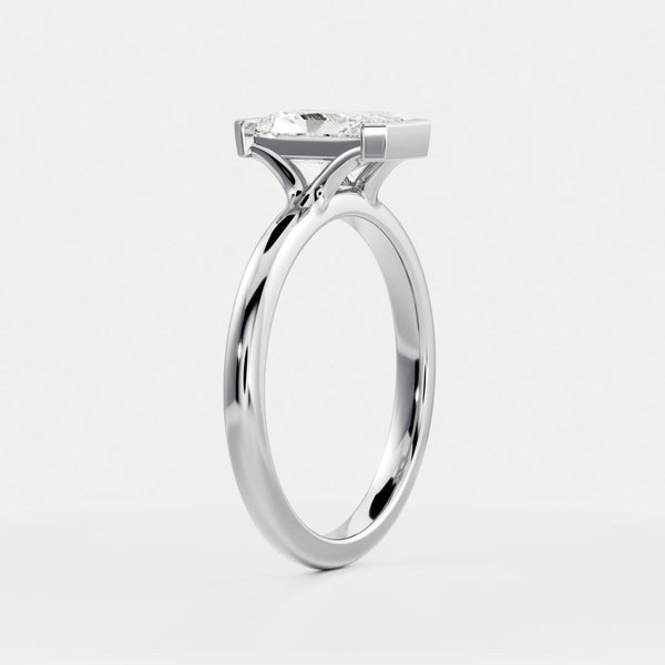 Solitaire Half Bezel Split Shank-Radiant Lab Grown Diamond Engagement Ring - Solitaire-Oval Lab Grown Diamond Engagement Ring