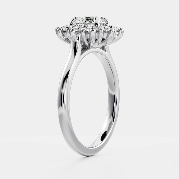 Halo & Cathedral- 1.8 CT Round Moissanite Engagement Ring - Solitaire- 1.0 CT Oval Moissanite Engagement Ring