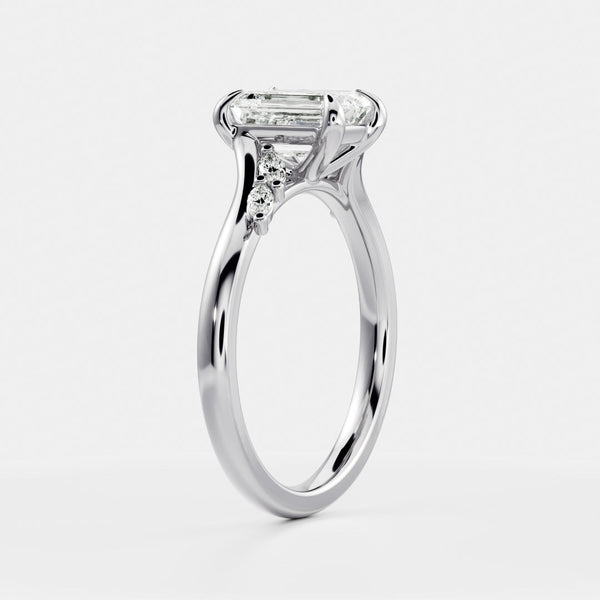 Cluster Cathedral- 1.0 CT Emerald Moissanite Engagement Ring - Solitaire- 1.0 CT Oval Moissanite Engagement Ring