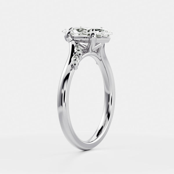 Cluster & Cathedral-Marquise Lab Grown Diamond Engagement Ring - Solitaire-Oval Lab Grown Diamond Engagement Ring