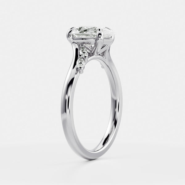 Cluster & Cathedral-Pear Lab Grown Diamond Engagement Ring - Solitaire-Oval Lab Grown Diamond Engagement Ring