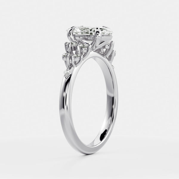 Cluster-Marquise Lab Grown Diamond Engagement Ring - Solitaire-Oval Lab Grown Diamond Engagement Ring